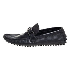 Louis Vuitton Black Leather Damier Infini Hockenheim Loafers Size 41.5