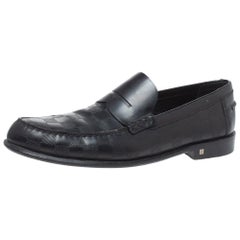 Louis Vuitton Black Leather Damier Infini Hockenheim Loafers Size 43