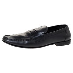 Louis Vuitton Black Leather Damier Infini Hockenheim Loafers Size 43.5