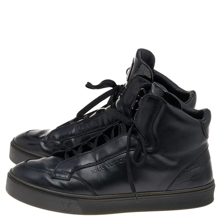 Louis Vuitton Black Leather And Damier Patent Leather High Top Sneakers  Size 40.5 Louis Vuitton