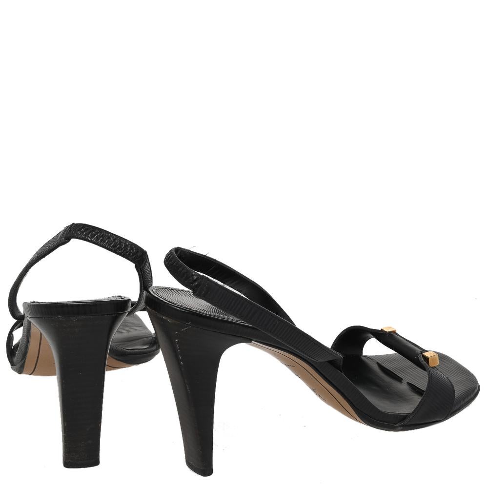 Women's Louis Vuitton Black Leather Dice Slingback Sandals Size 40