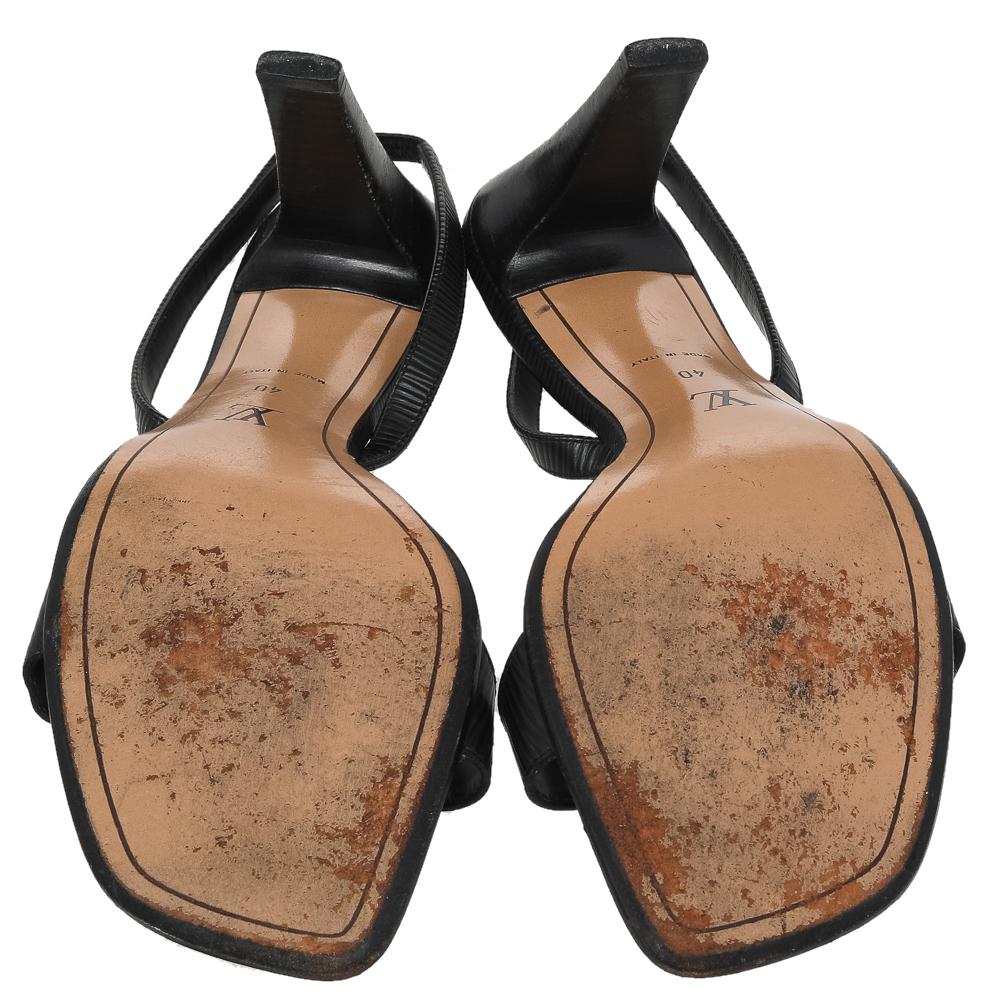 Louis Vuitton Black Leather Dice Slingback Sandals Size 40 2