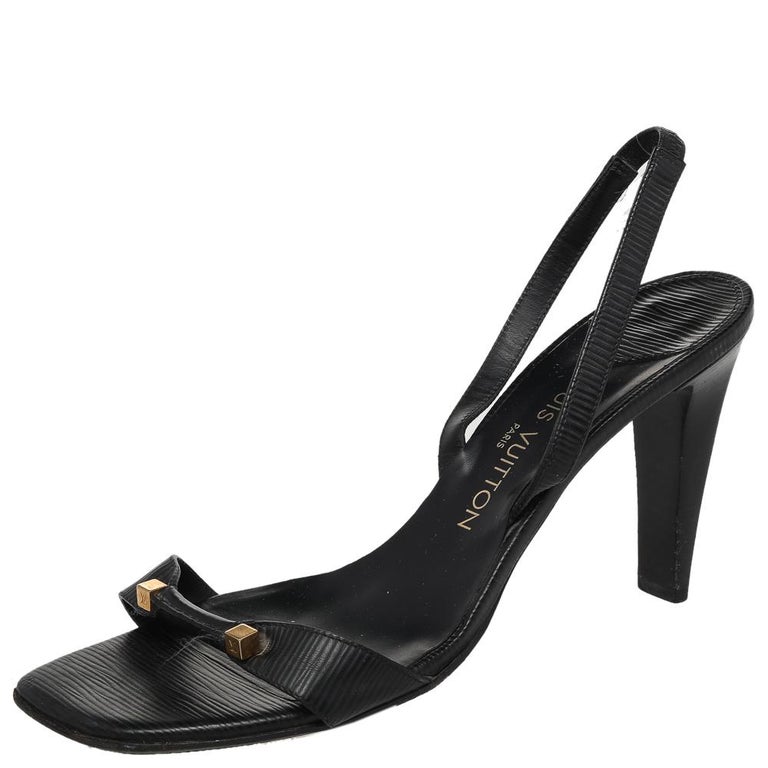 Louis Vuitton Black Leather Dice Slingback Sandals Size 40 at