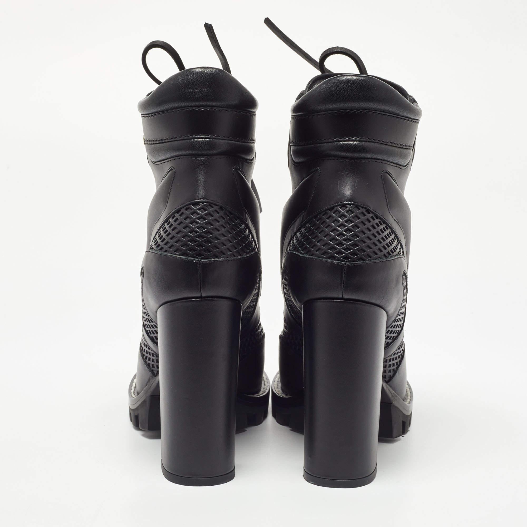 Louis Vuitton Black Leather Digital Gate Platform Ankle Boots  For Sale 2