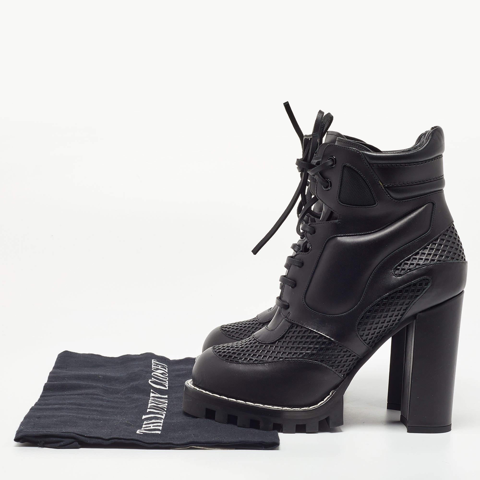 Louis Vuitton Black Leather Digital Gate Platform Ankle Boots  For Sale 4