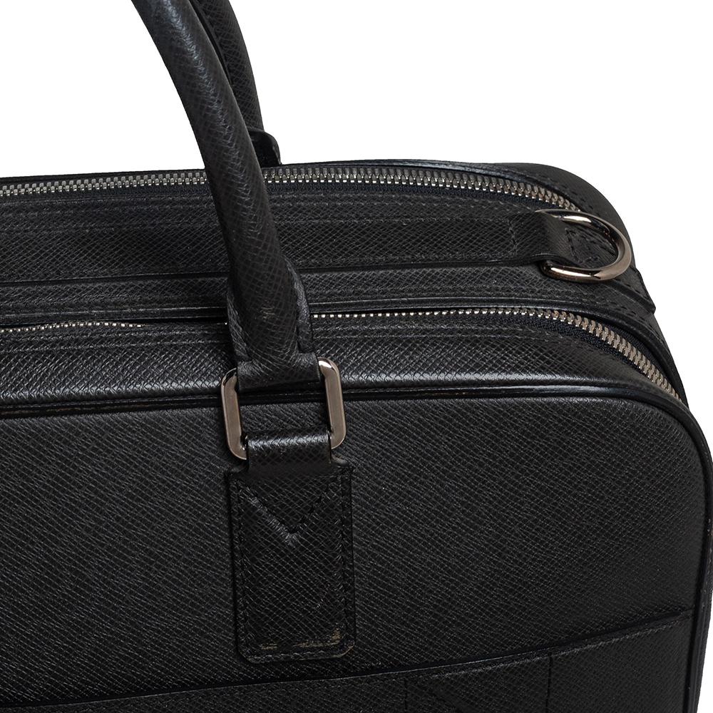 Louis Vuitton Black Leather Double Zip Documents Bag 6