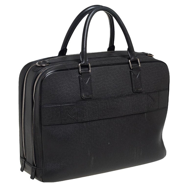 Louis Vuitton Black Leather Double Zip Documents Bag at 1stDibs