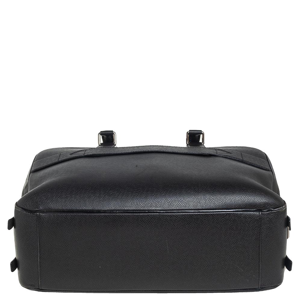 Louis Vuitton Black Leather Double Zip Documents Bag 1