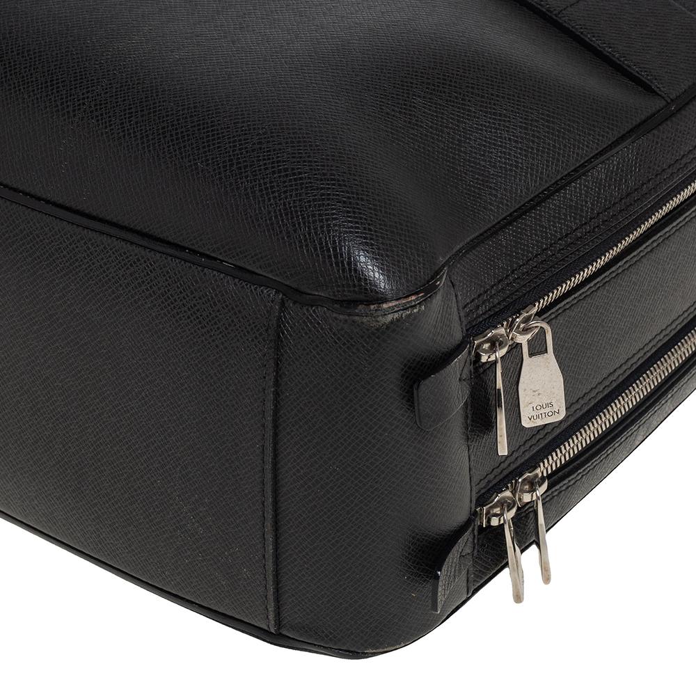 Louis Vuitton Black Leather Double Zip Documents Bag 2