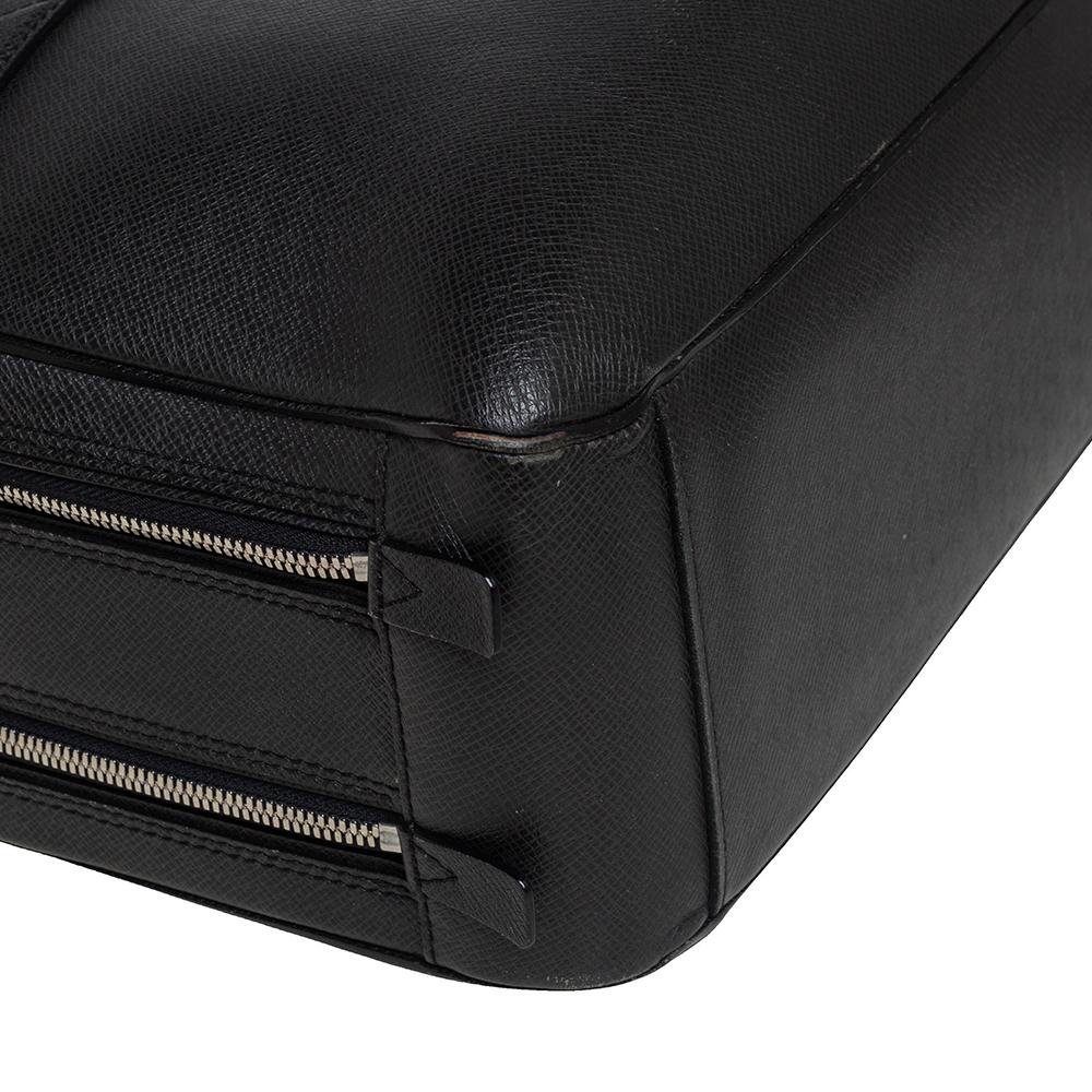 Louis Vuitton Black Leather Double Zip Documents Bag 3