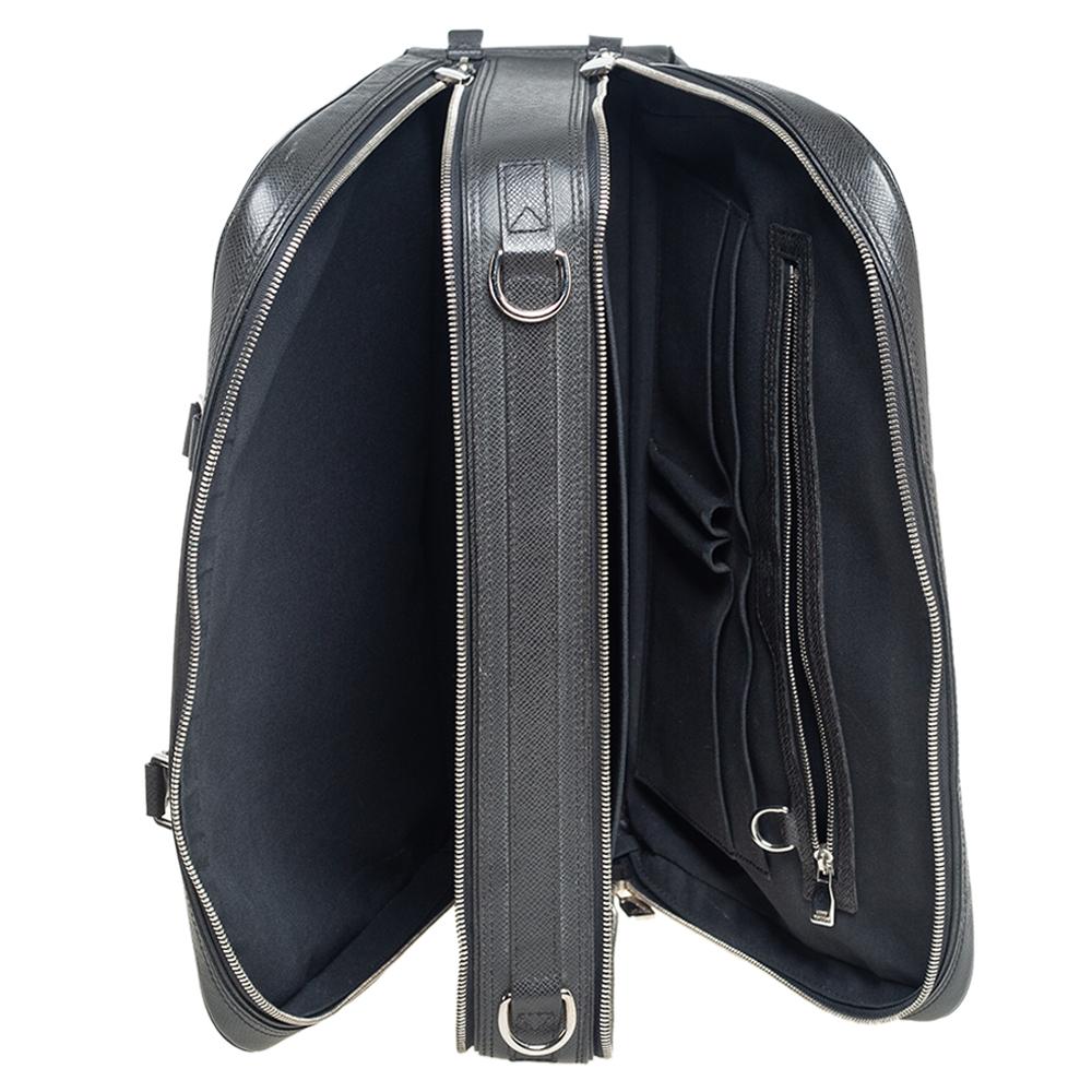Louis Vuitton Black Leather Double Zip Documents Bag 5