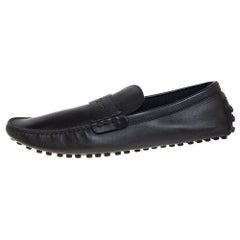 Louis Vuitton Black Leather Driving Loafers Size 45