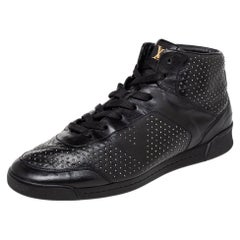 Louis Vuitton Black Leather Embellished High Top Sneakers Size 39