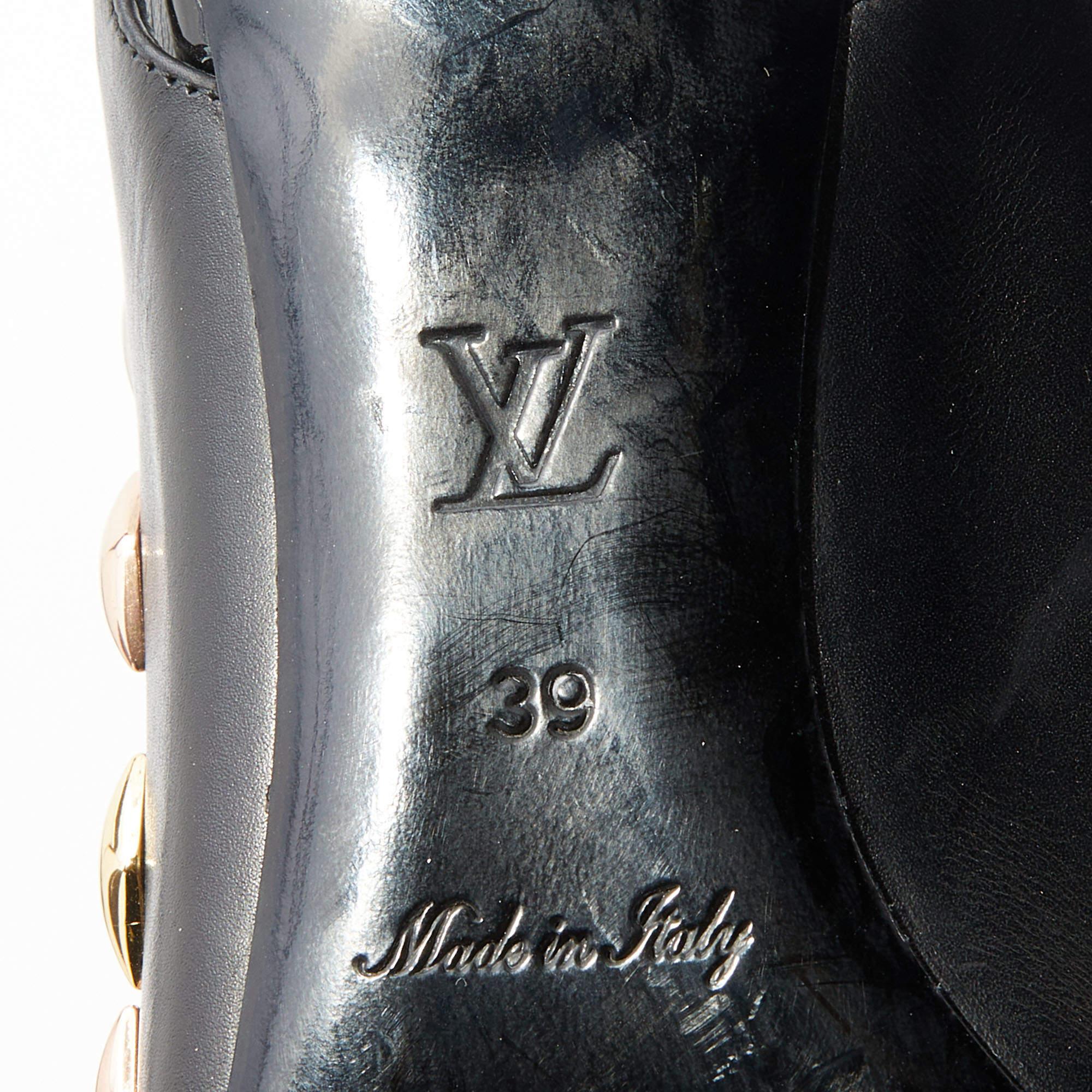 Louis Vuitton Black Leather Embellished Slingback Pumps Size 39 4