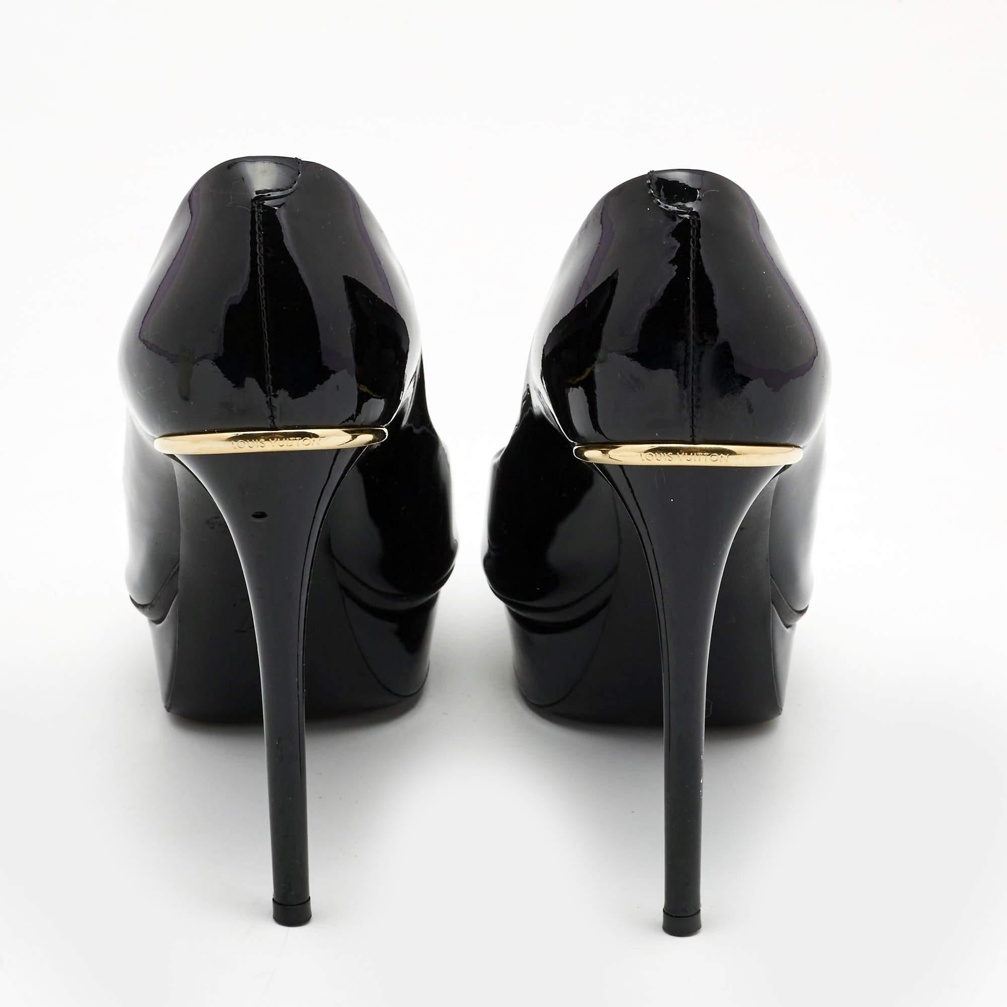 Louis Vuitton Black Leather Eyeline Platform Peep Toe Pumps Size 38 1