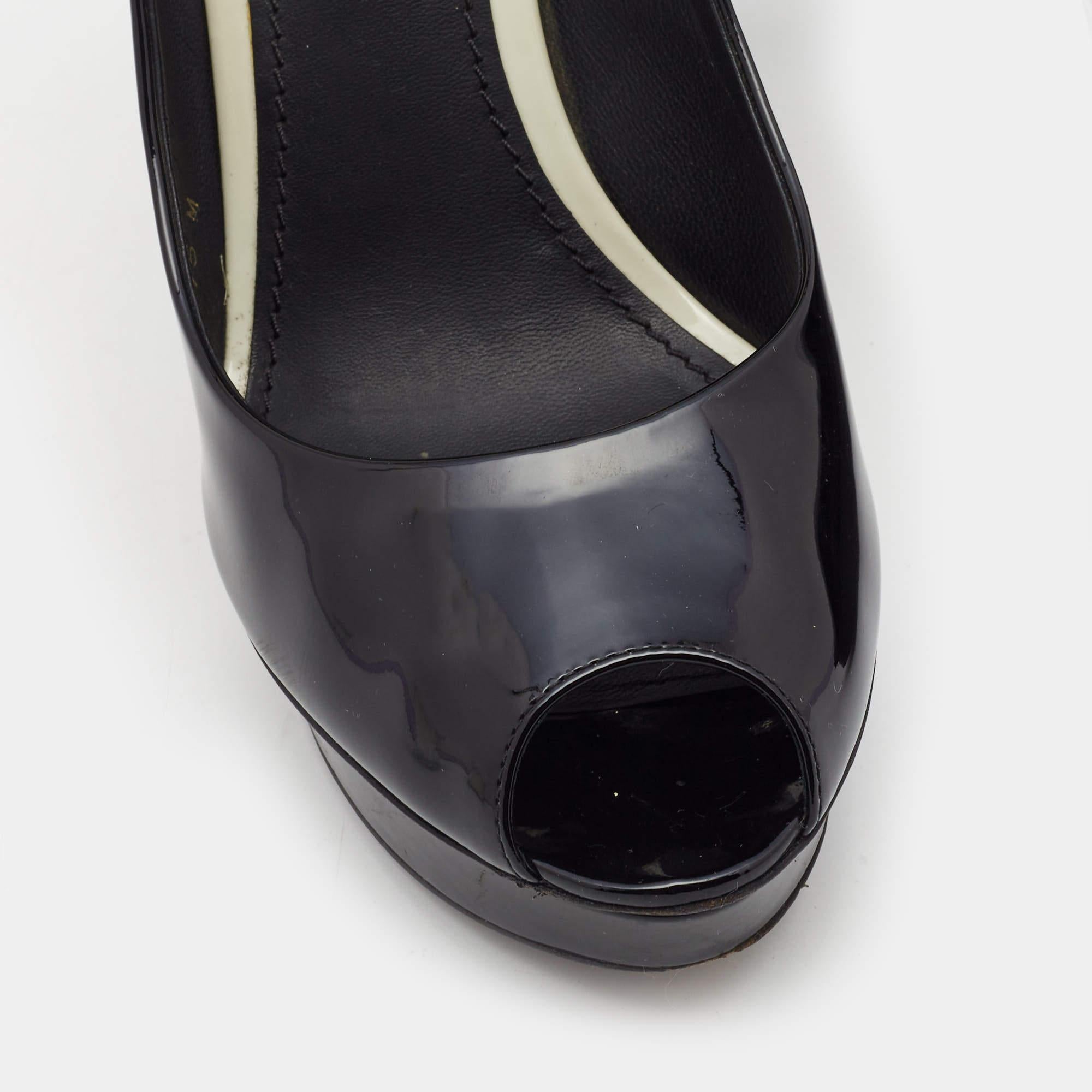 Louis Vuitton Black Leather Eyeline Platform Peep Toe Pumps Size 38 3