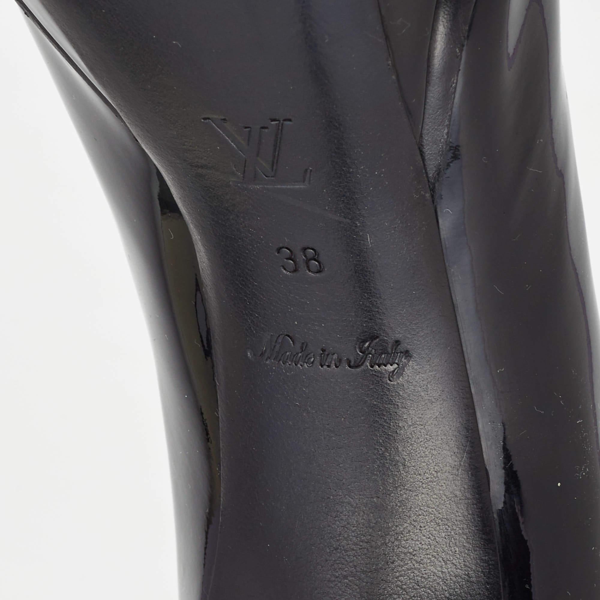 Louis Vuitton Black Leather Eyeline Platform Peep Toe Pumps Size 38 4