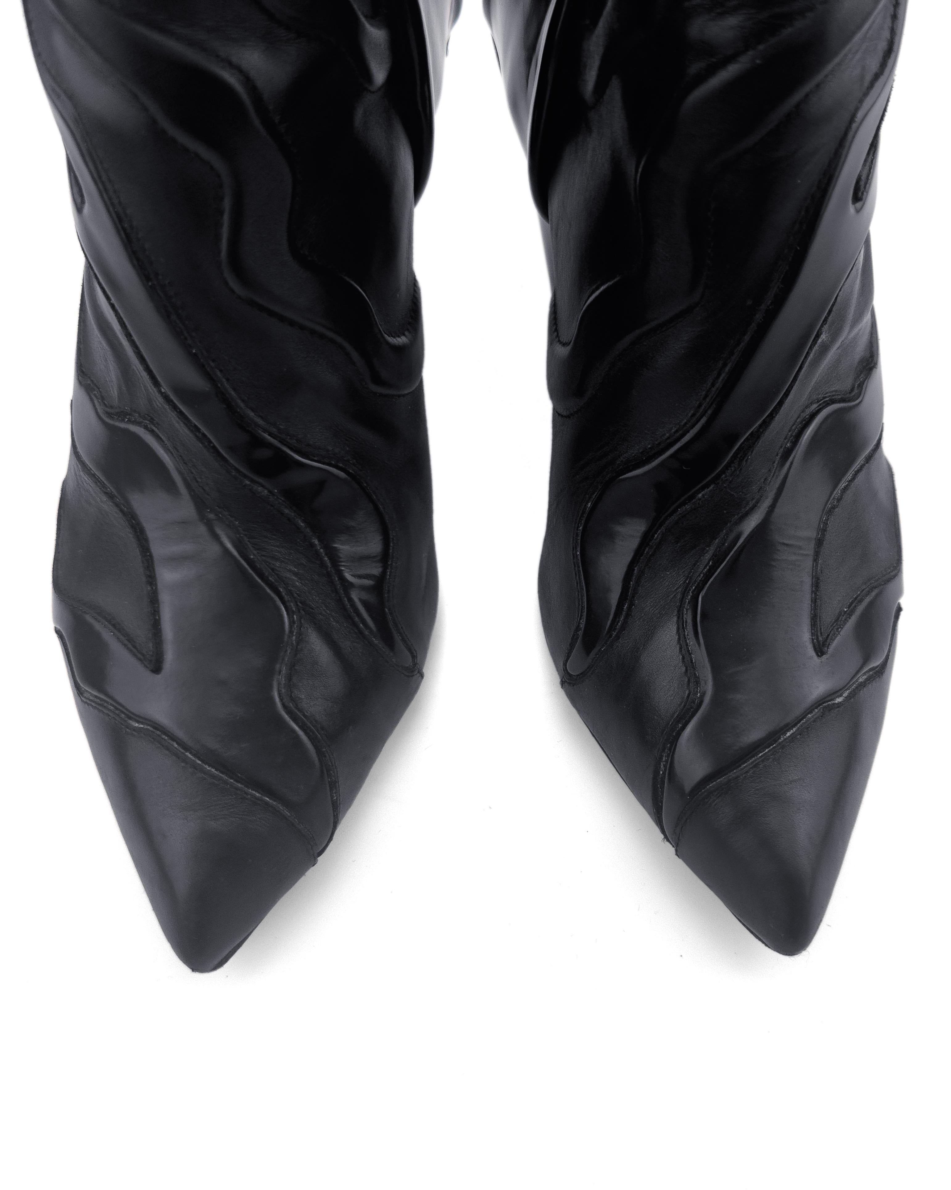 Women's Louis Vuitton Black Leather “Fireball�” Western Cowboy Style Ankle Boots