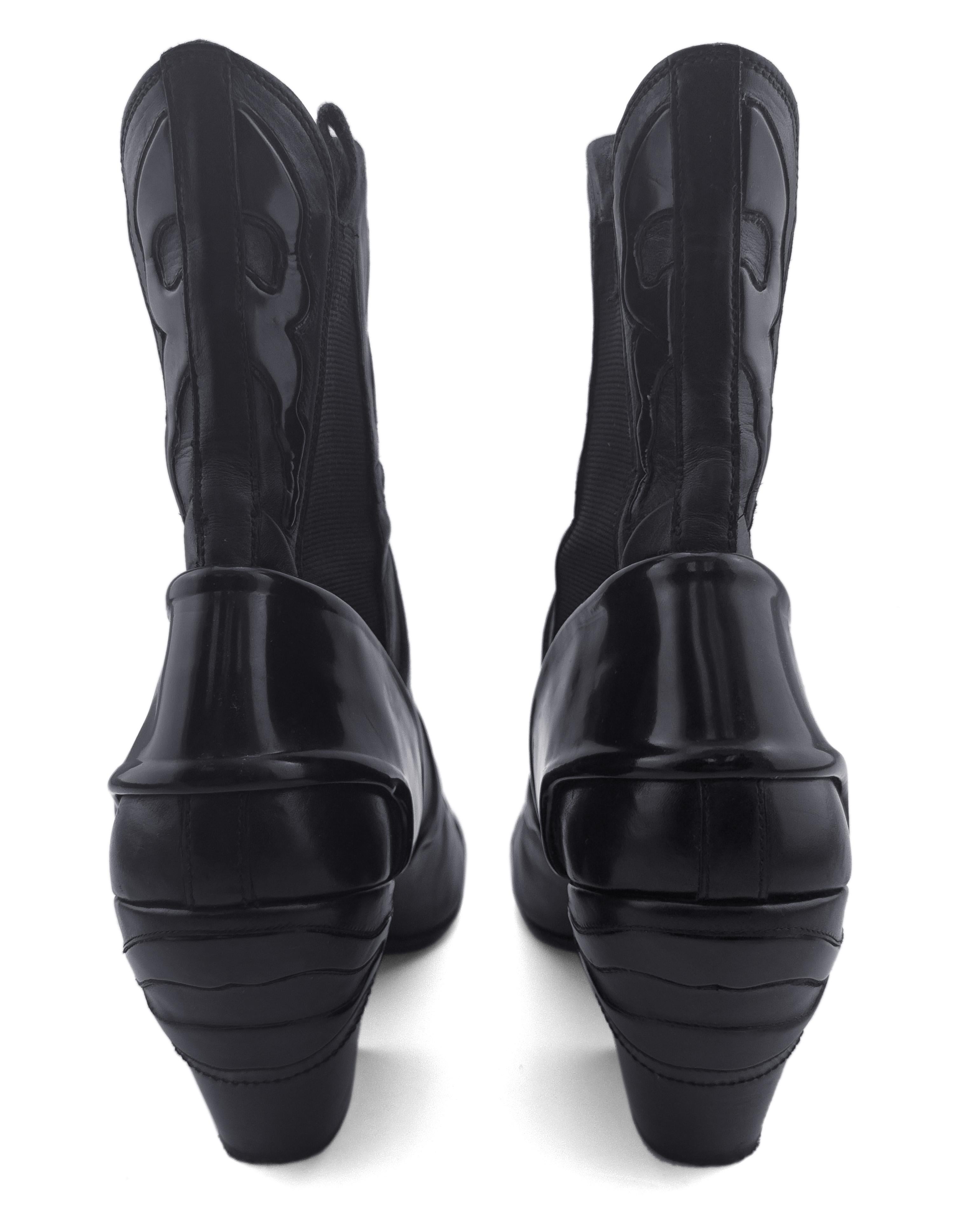 Louis Vuitton Black Leather “Fireball” Western Cowboy Style Ankle Boots 2