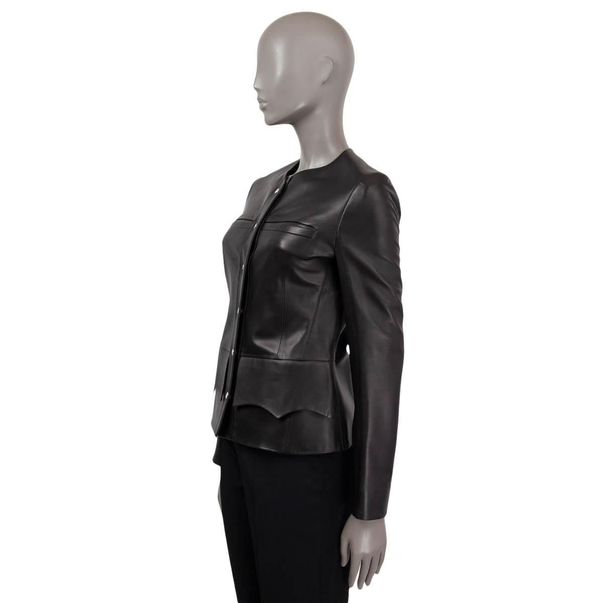 Women's LOUIS VUITTON black leather FOUR POCKET Jacket 38 S For Sale