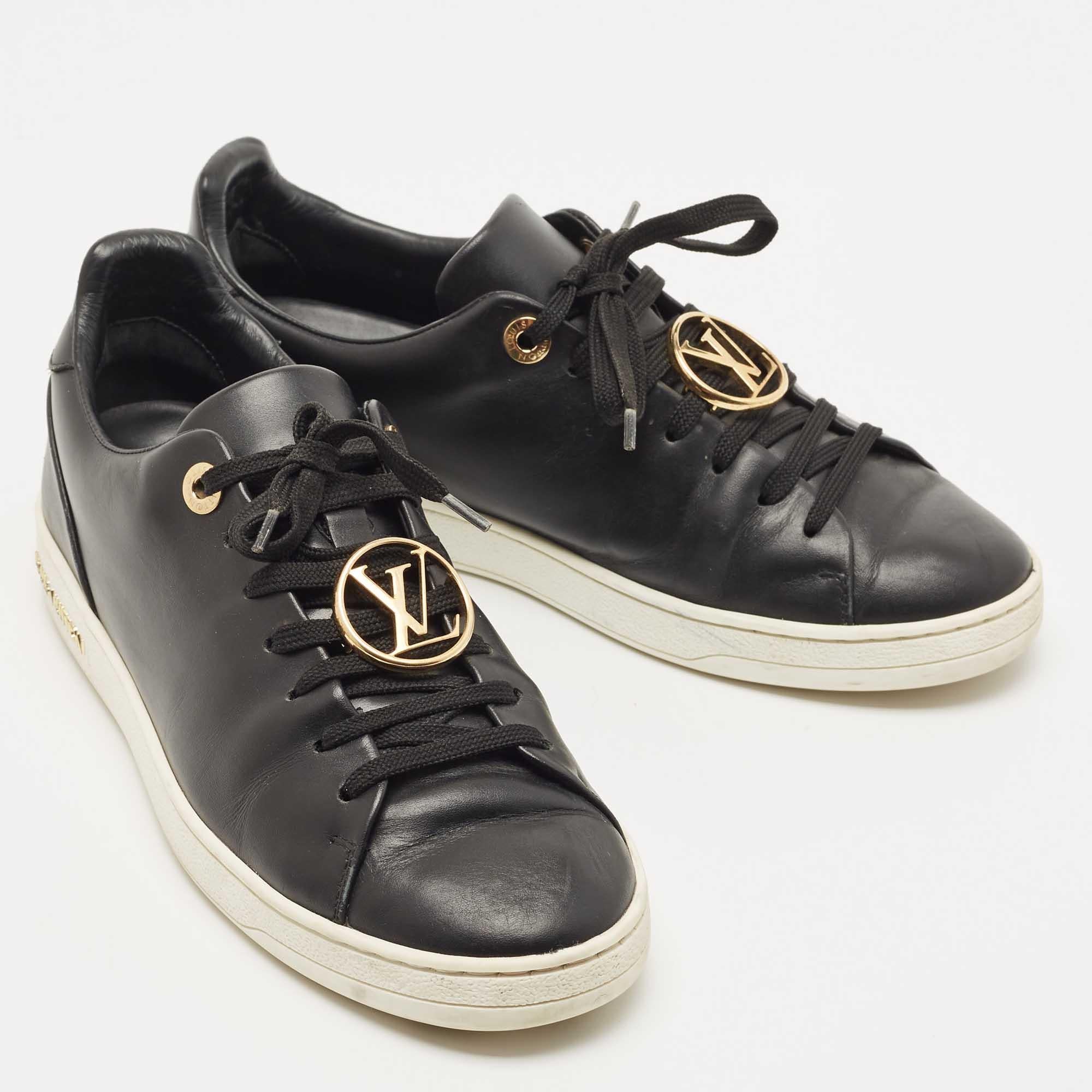 Louis Vuitton Black Leather Frontrow Sneakers Size 36.5 For Sale 1