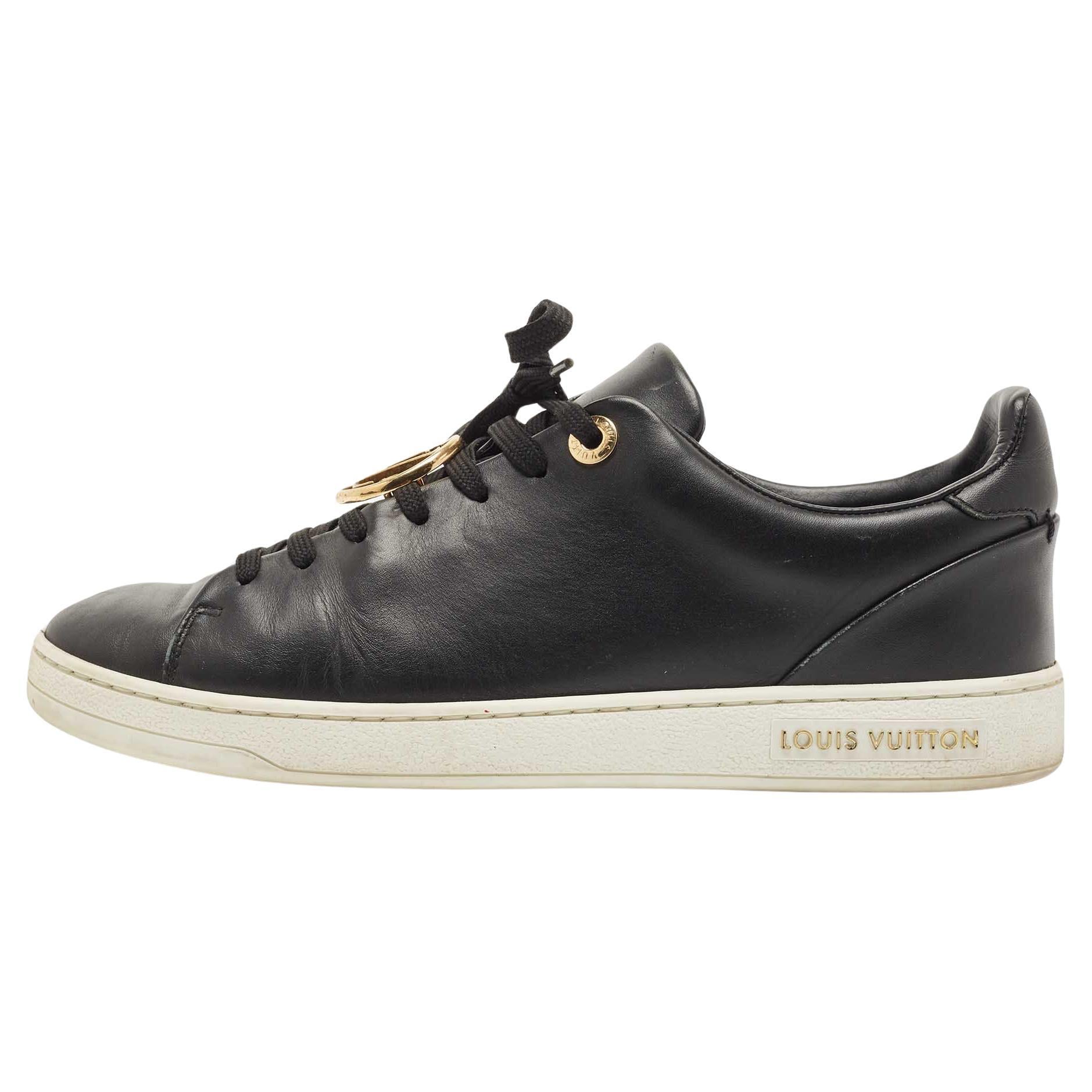 Louis Vuitton Black Leather Frontrow Sneakers Size 36.5 For Sale