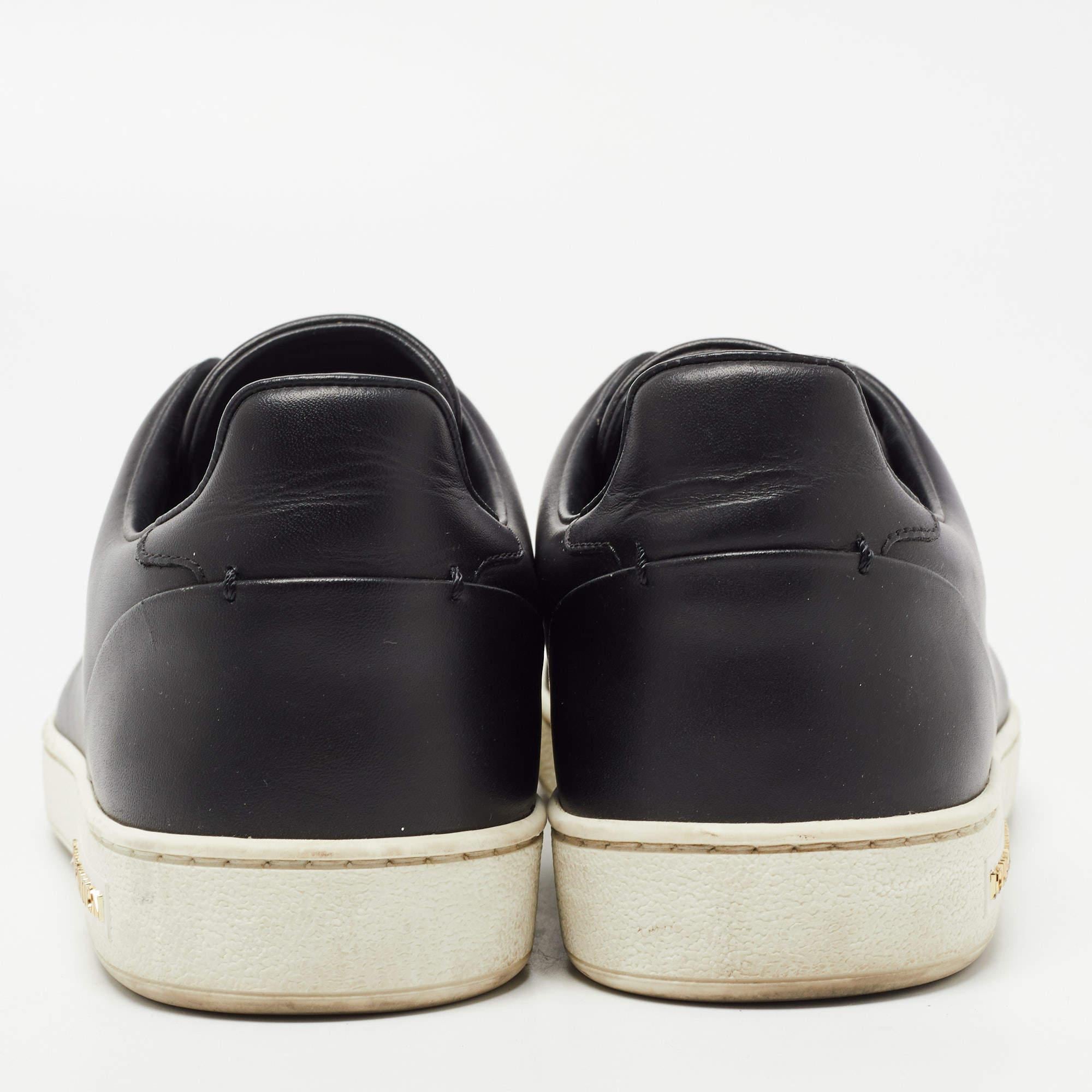 Louis Vuitton Black Leather Frontrow Sneakers Size 38 In Good Condition In Dubai, Al Qouz 2