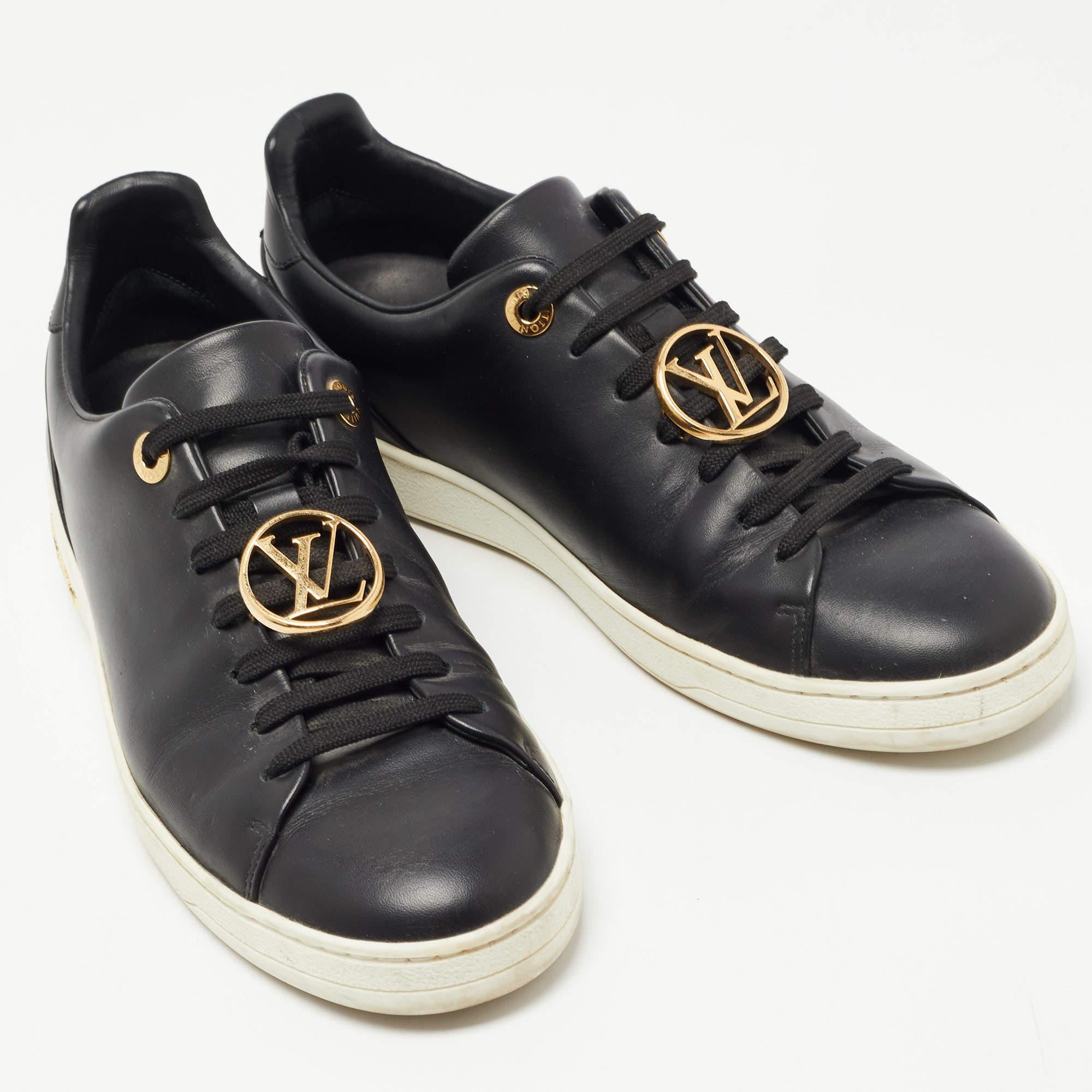 Women's Louis Vuitton Black Leather Frontrow Sneakers Size 38