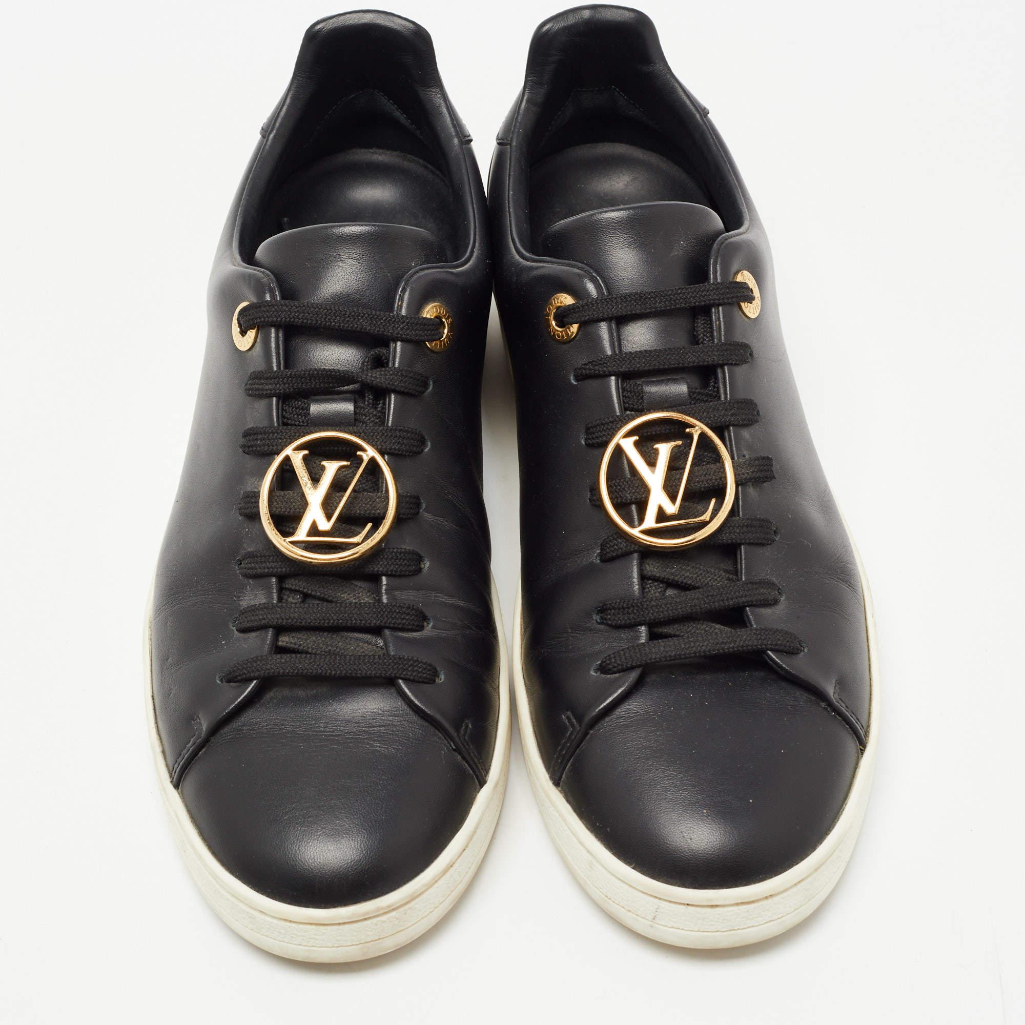 Louis Vuitton Black Leather Frontrow Sneakers Size 38 3