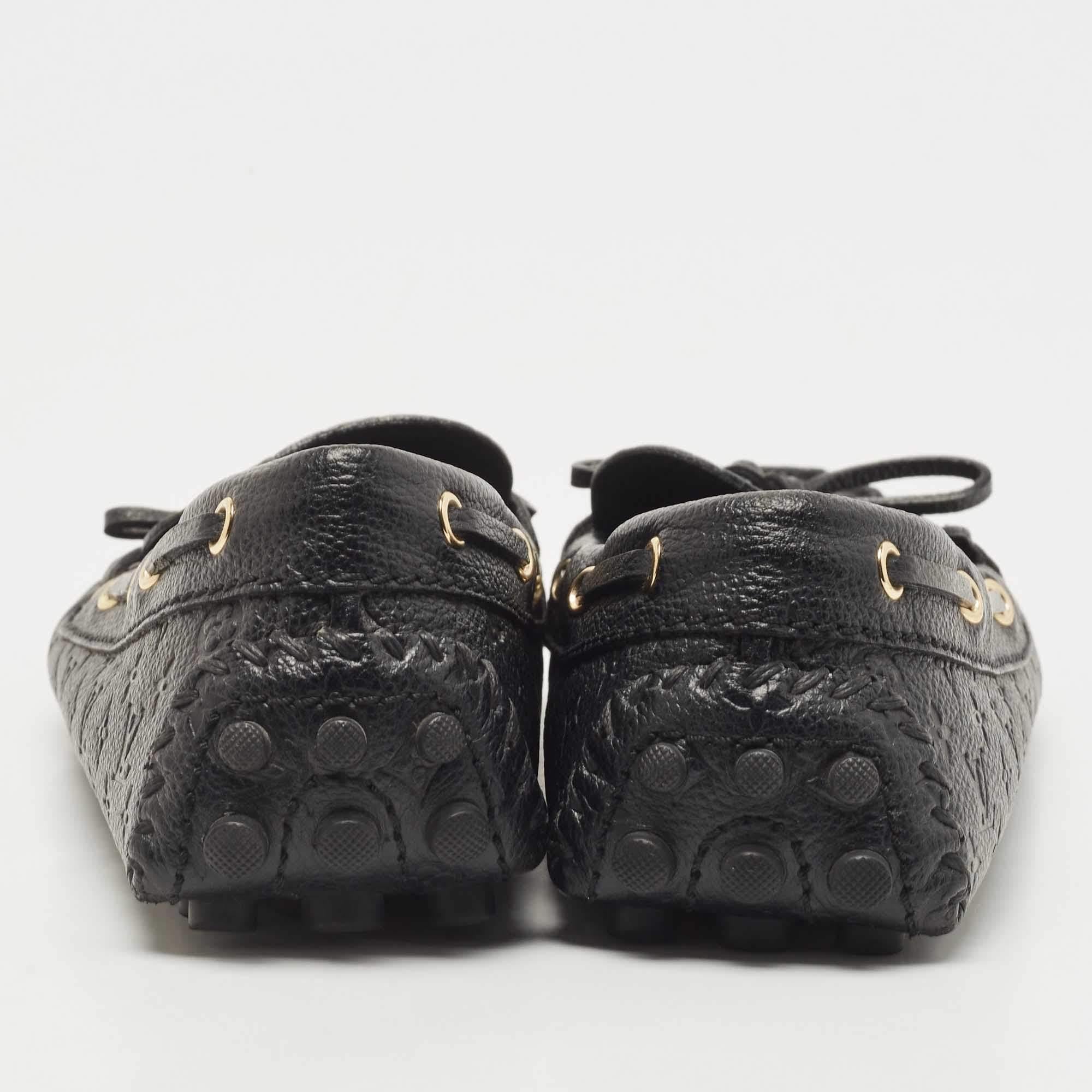 Louis Vuitton Black Leather Gloria Bow Slip On Loafers Size 37 In Good Condition In Dubai, Al Qouz 2