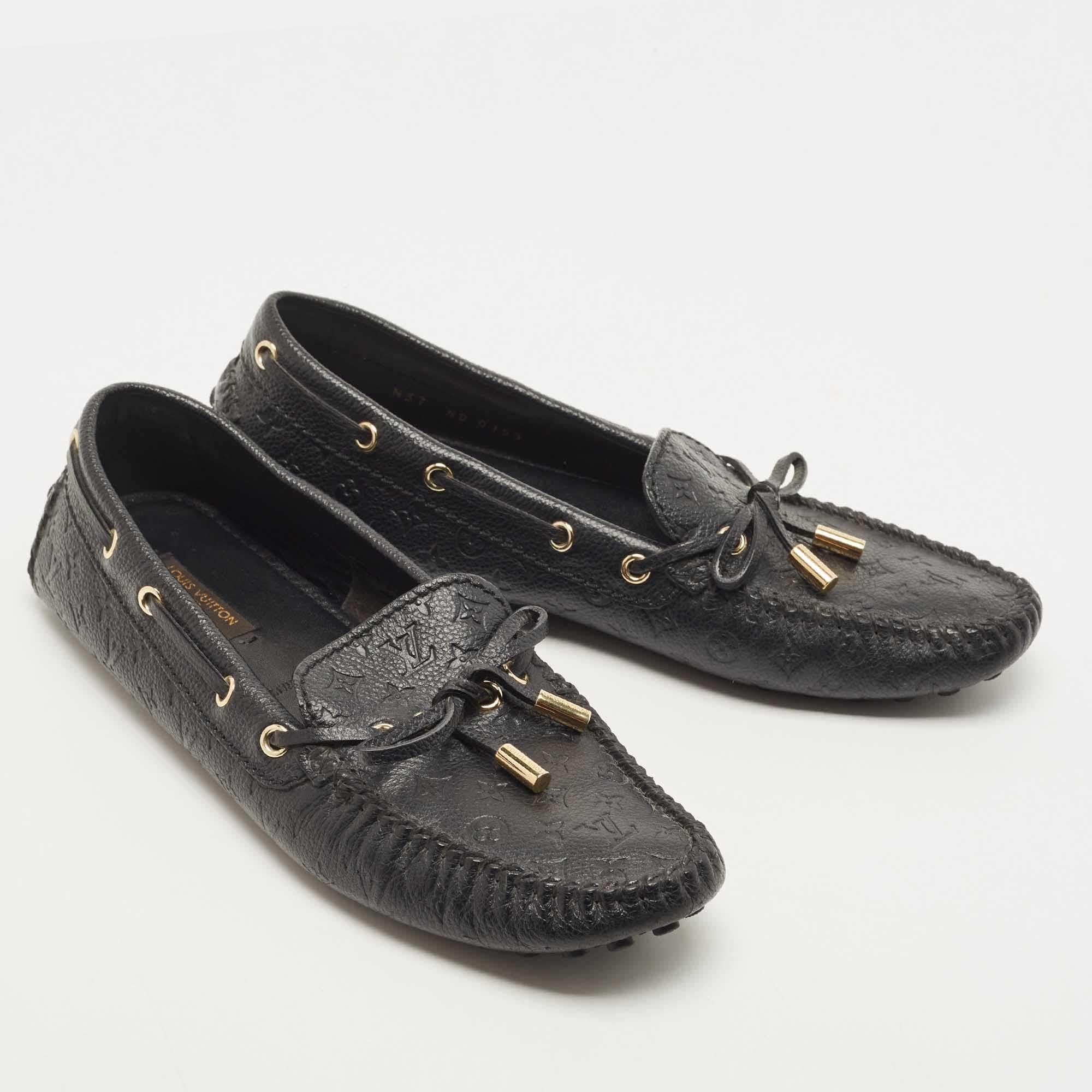 Louis Vuitton Black Leather Gloria Bow Slip On Loafers Size 37 1