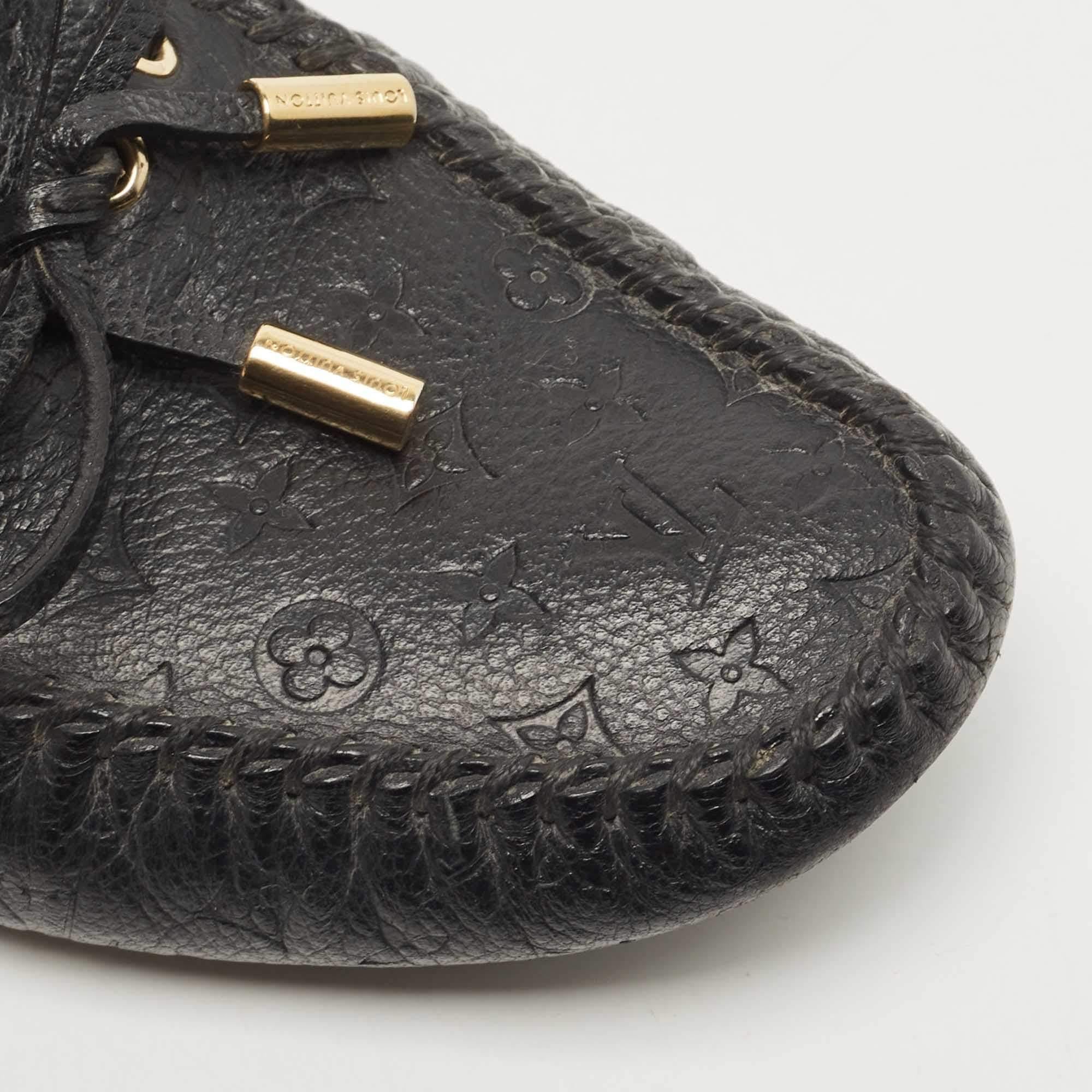 Louis Vuitton Black Leather Gloria Bow Slip On Loafers Size 37 2