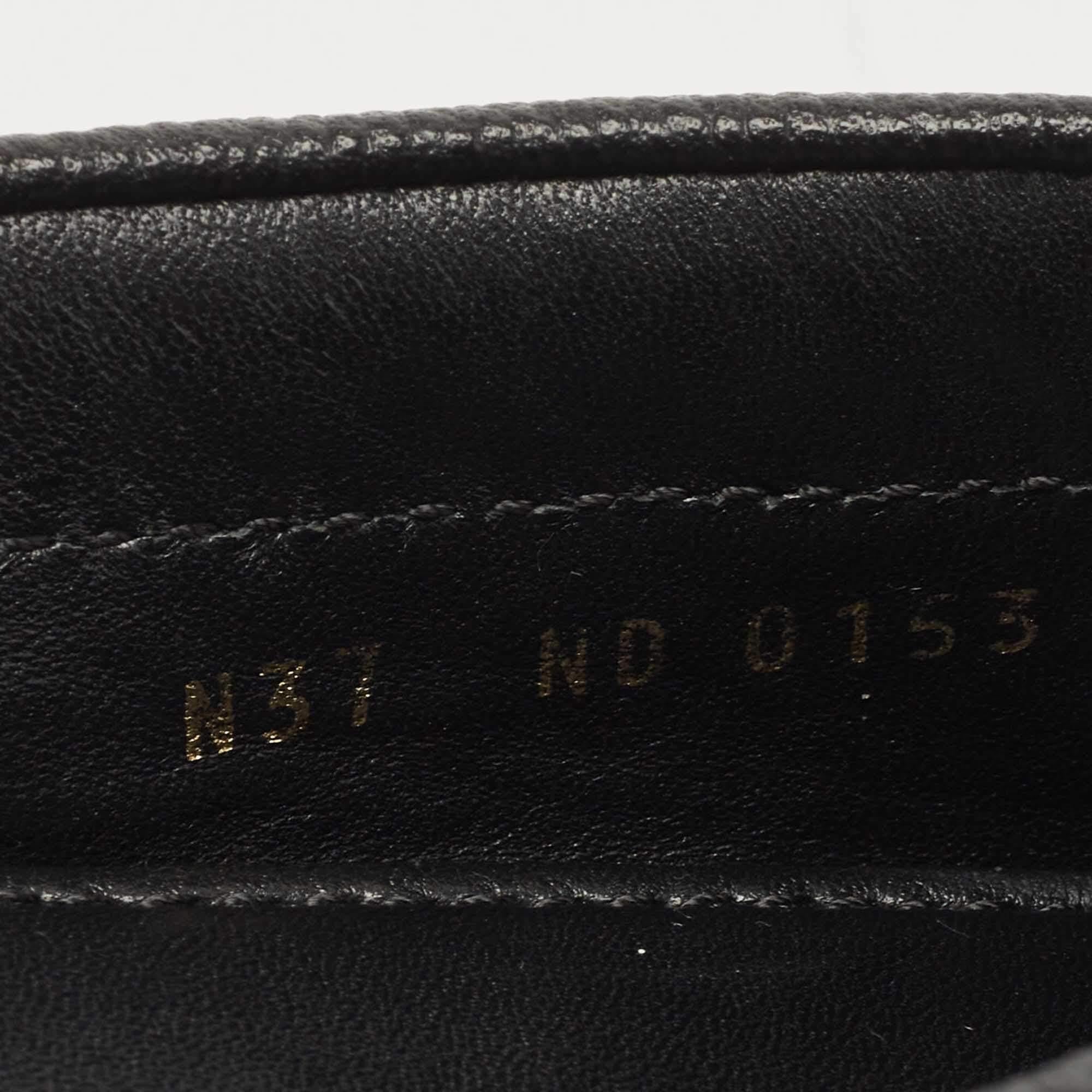 Louis Vuitton Black Leather Gloria Bow Slip On Loafers Size 37 3