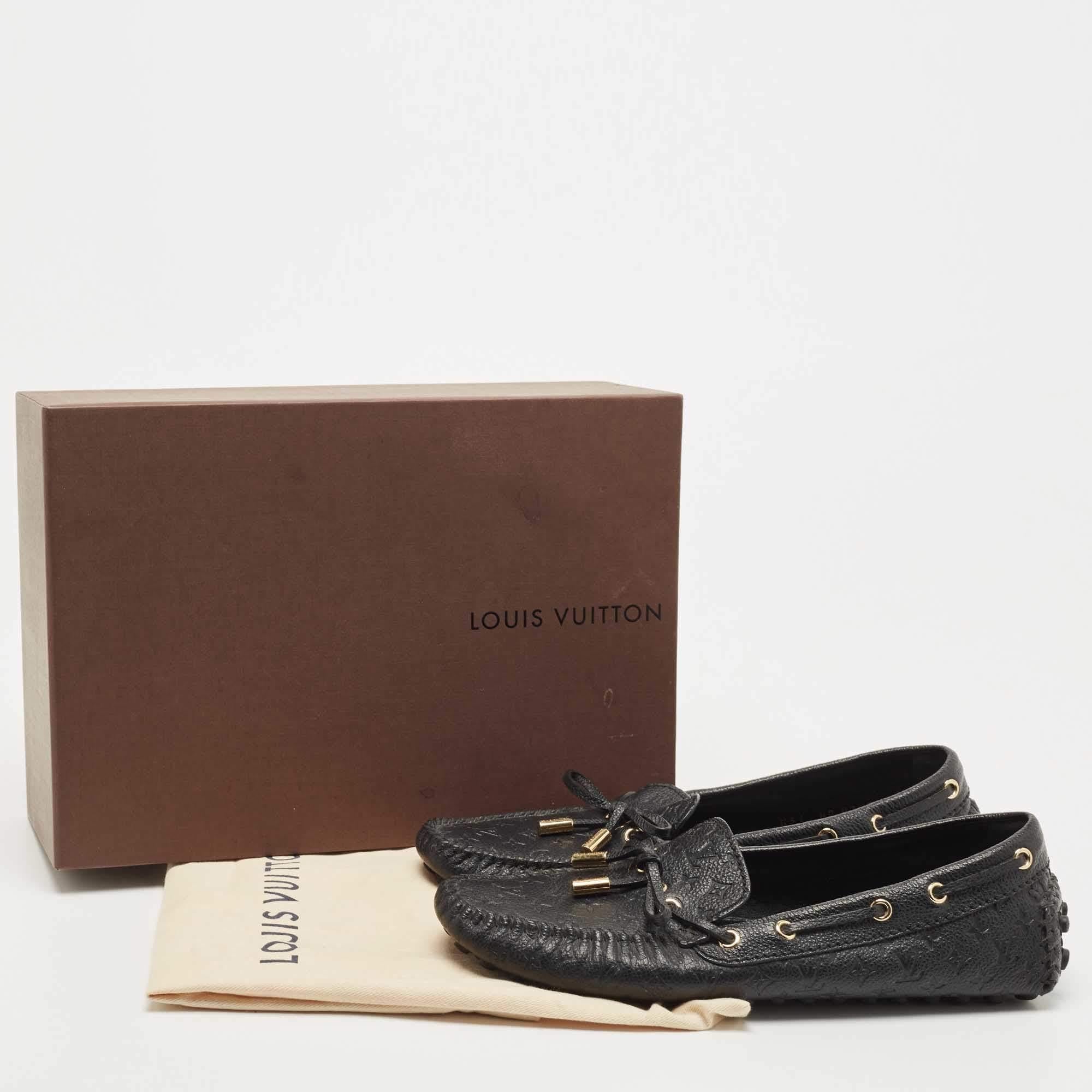 Louis Vuitton Black Leather Gloria Bow Slip On Loafers Size 37 4