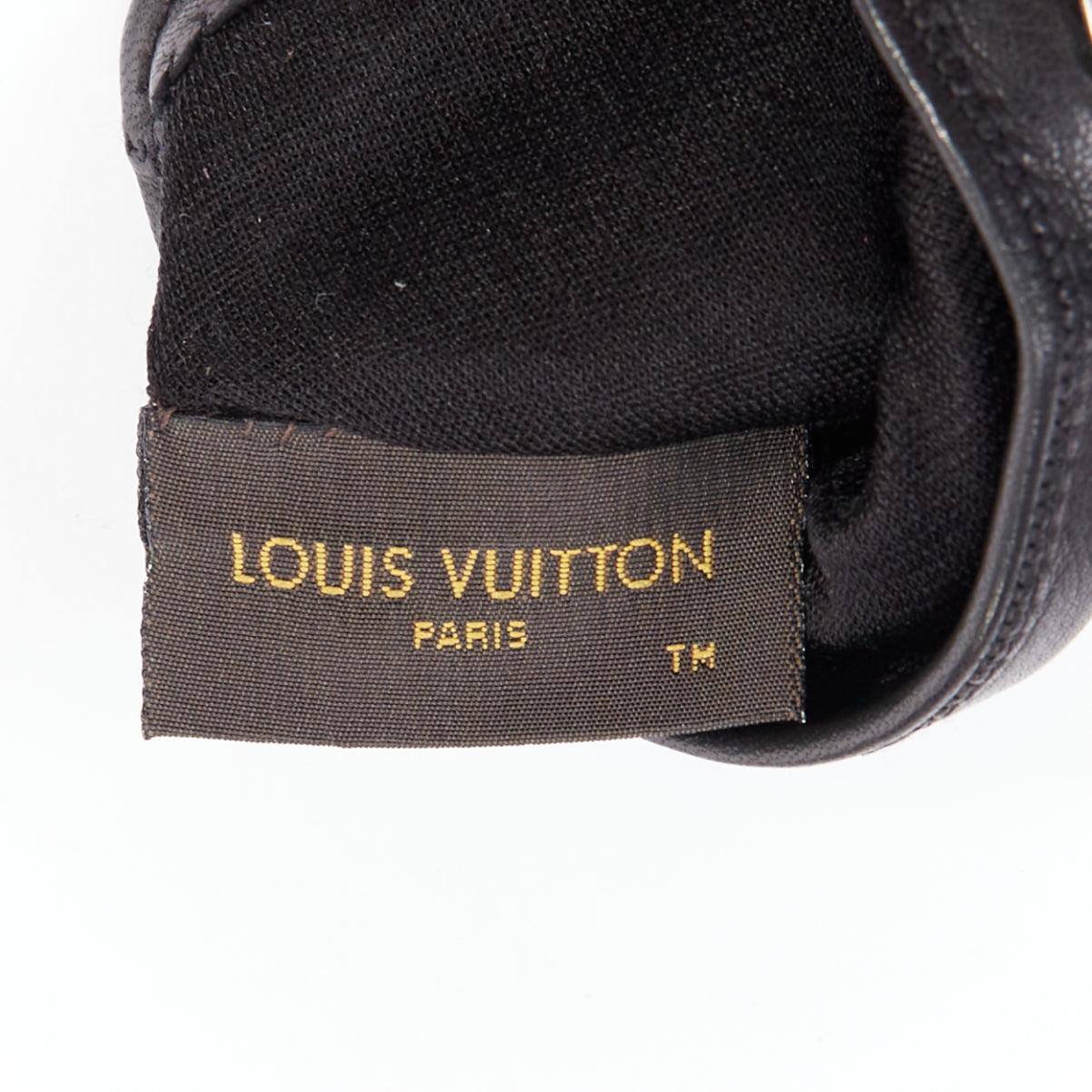 Donna Guanti corti con borchie a trapezio LOUIS VUITTON in pelle nera oro argento in vendita