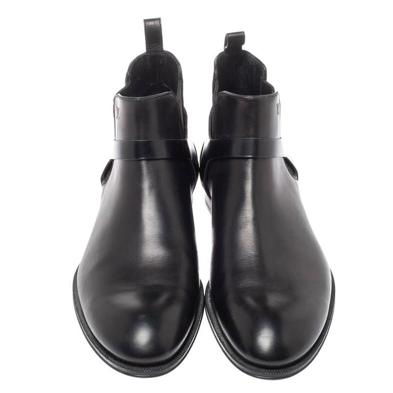 Louis Vuitton Black Leather Greenwich Ankle Boots Size 42.5  display picture 3