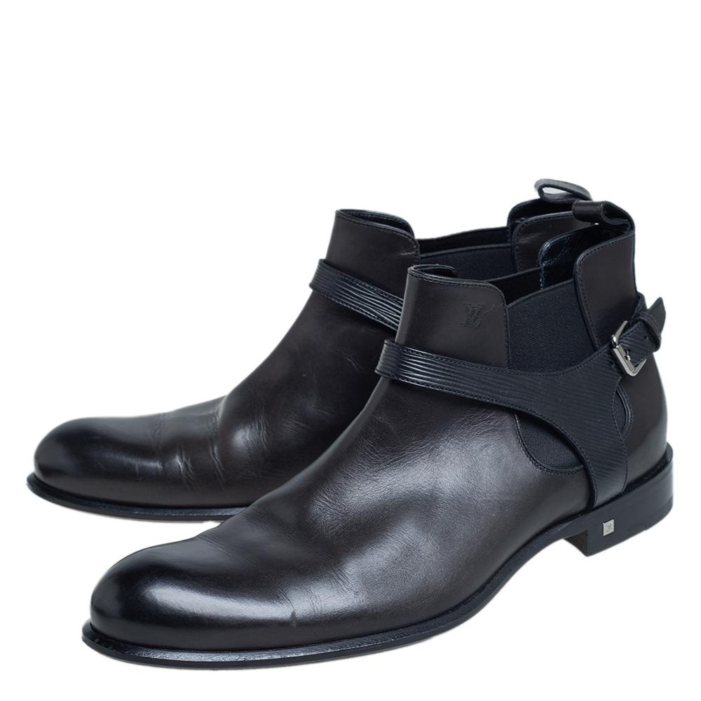 Men's Louis Vuitton Black Leather Greenwich Ankle Boots Size 42.5