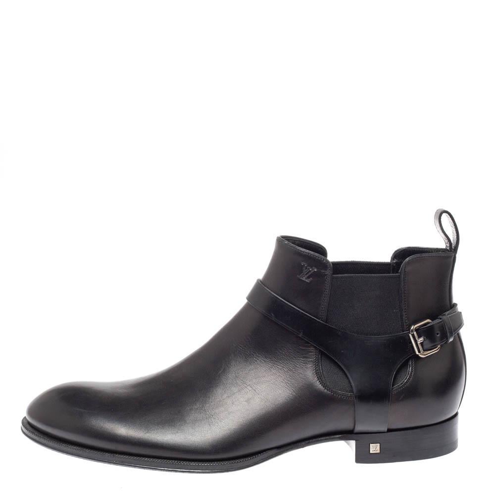 Louis Vuitton Black Leather Greenwich Ankle Boots Size 42.5 1
