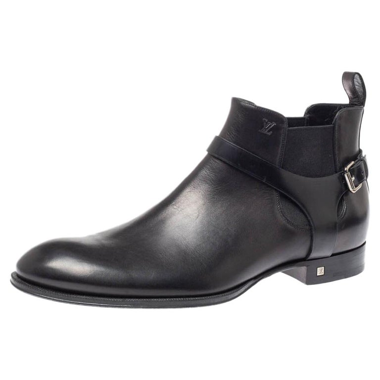 Louis Vuitton Black Leather Greenwich Ankle Boots Size 42.5 at 1stDibs