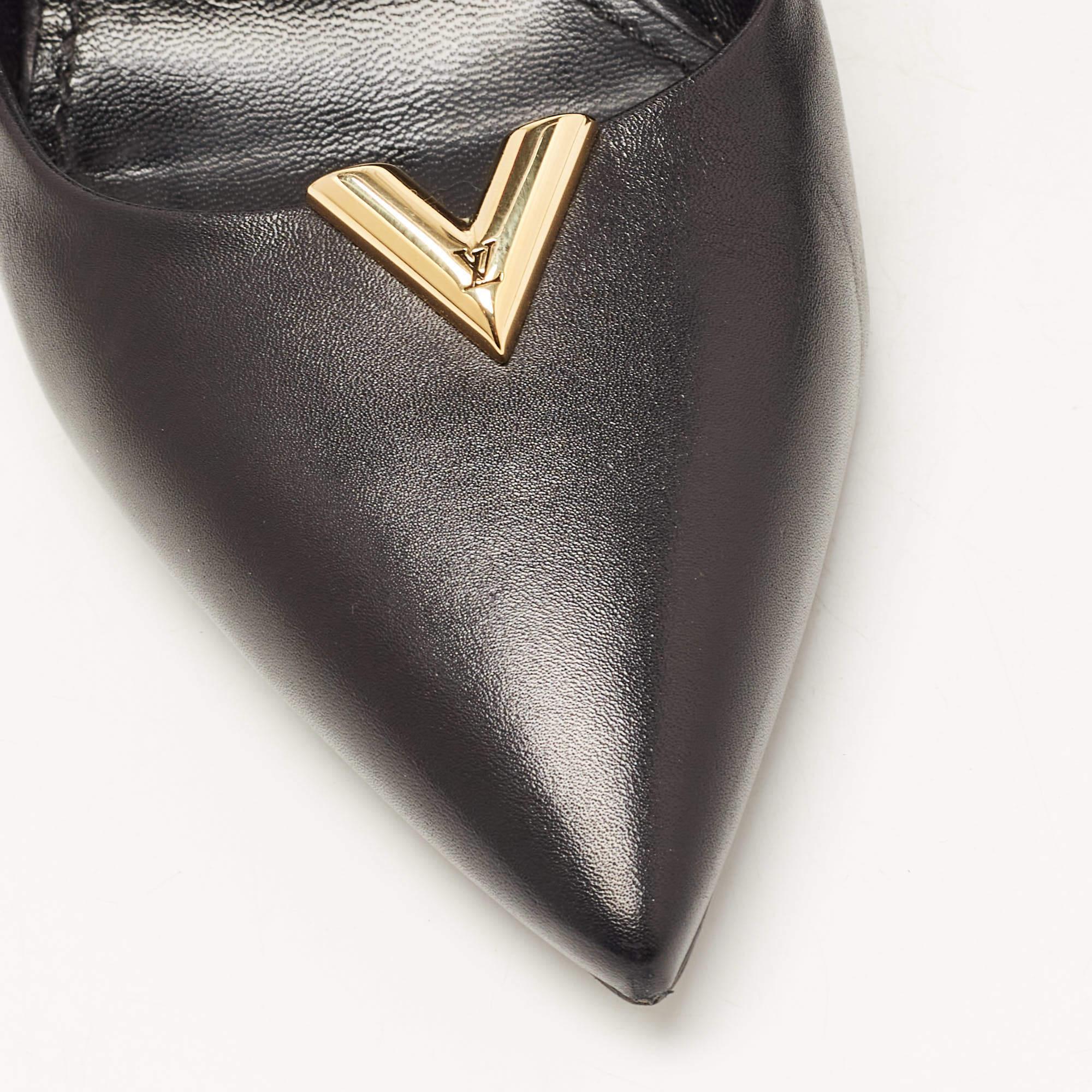 Louis Vuitton Black Leather Heart Breaker Pointed Toe Pumps Size 36.5 4