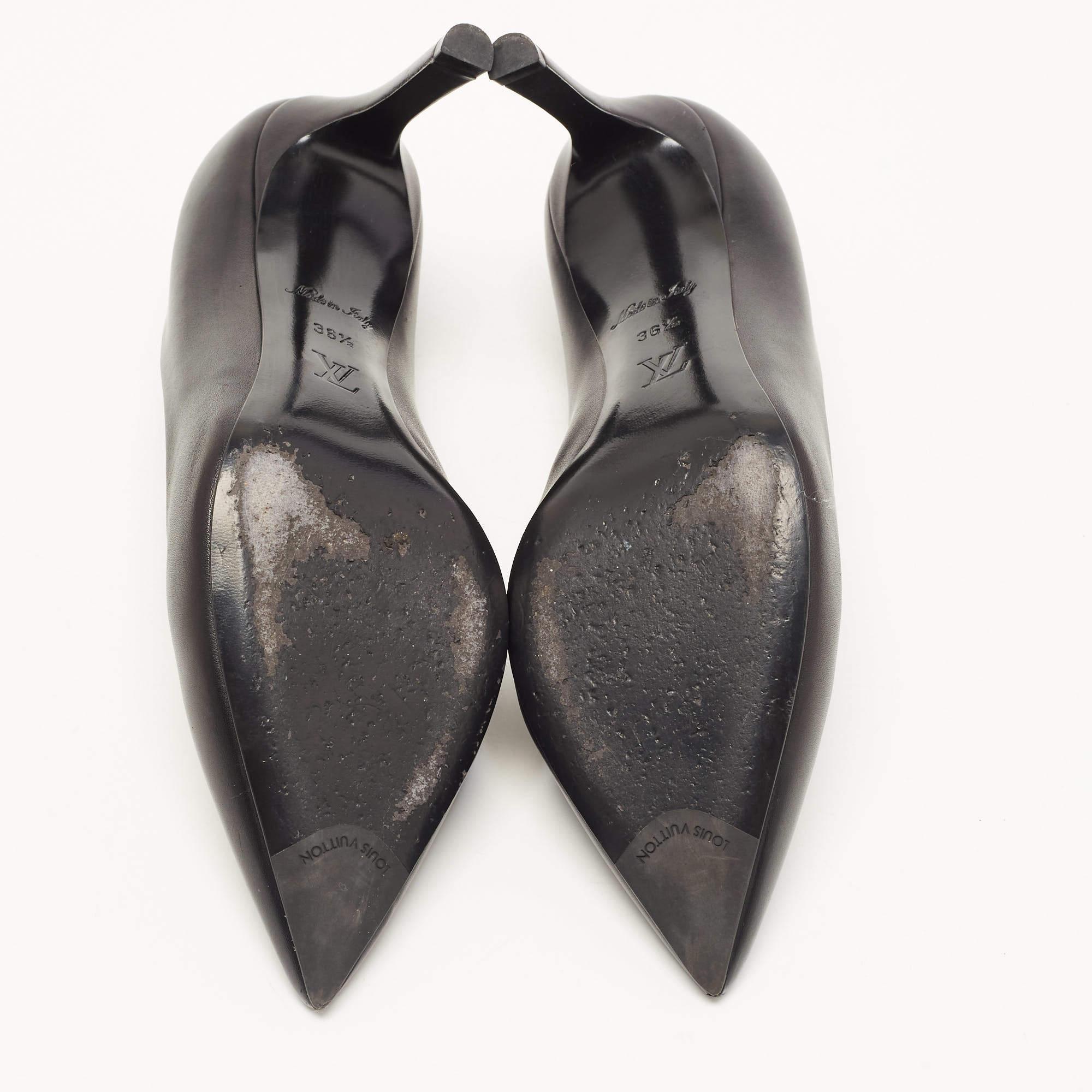 Louis Vuitton Black Leather Heart Breaker Pointed Toe Pumps Size 36.5 5