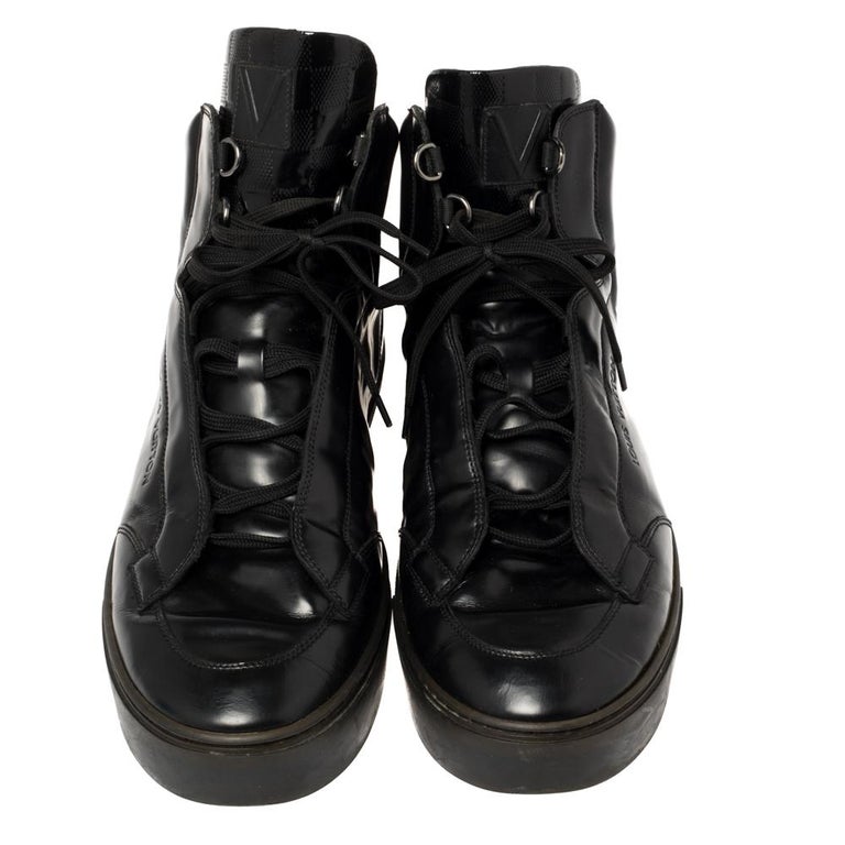 Louis Vuitton Hi-Top Black Leather & Fur Boots