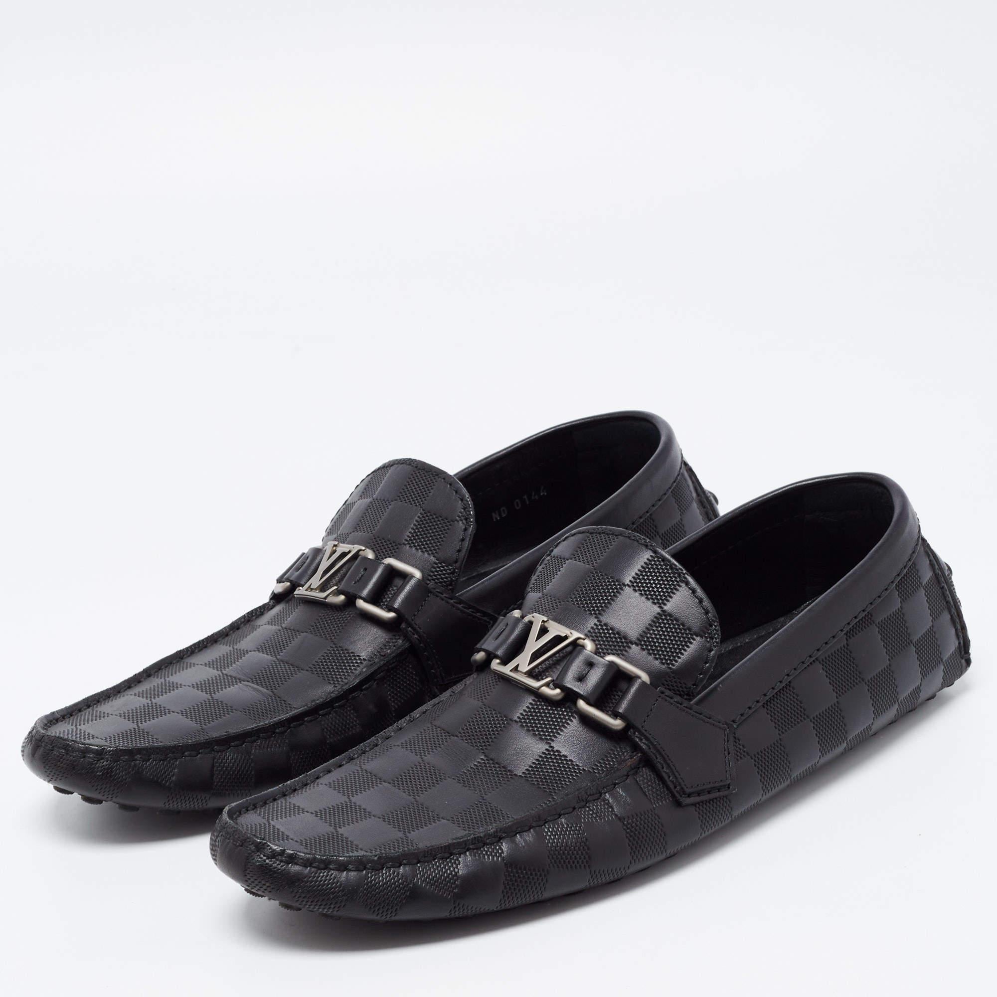 Men's Louis Vuitton Black Leather Hockehneim Loafers Size 43