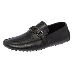Louis Vuitton Black Leather Hockenheim Driver Loafers Size 41.5