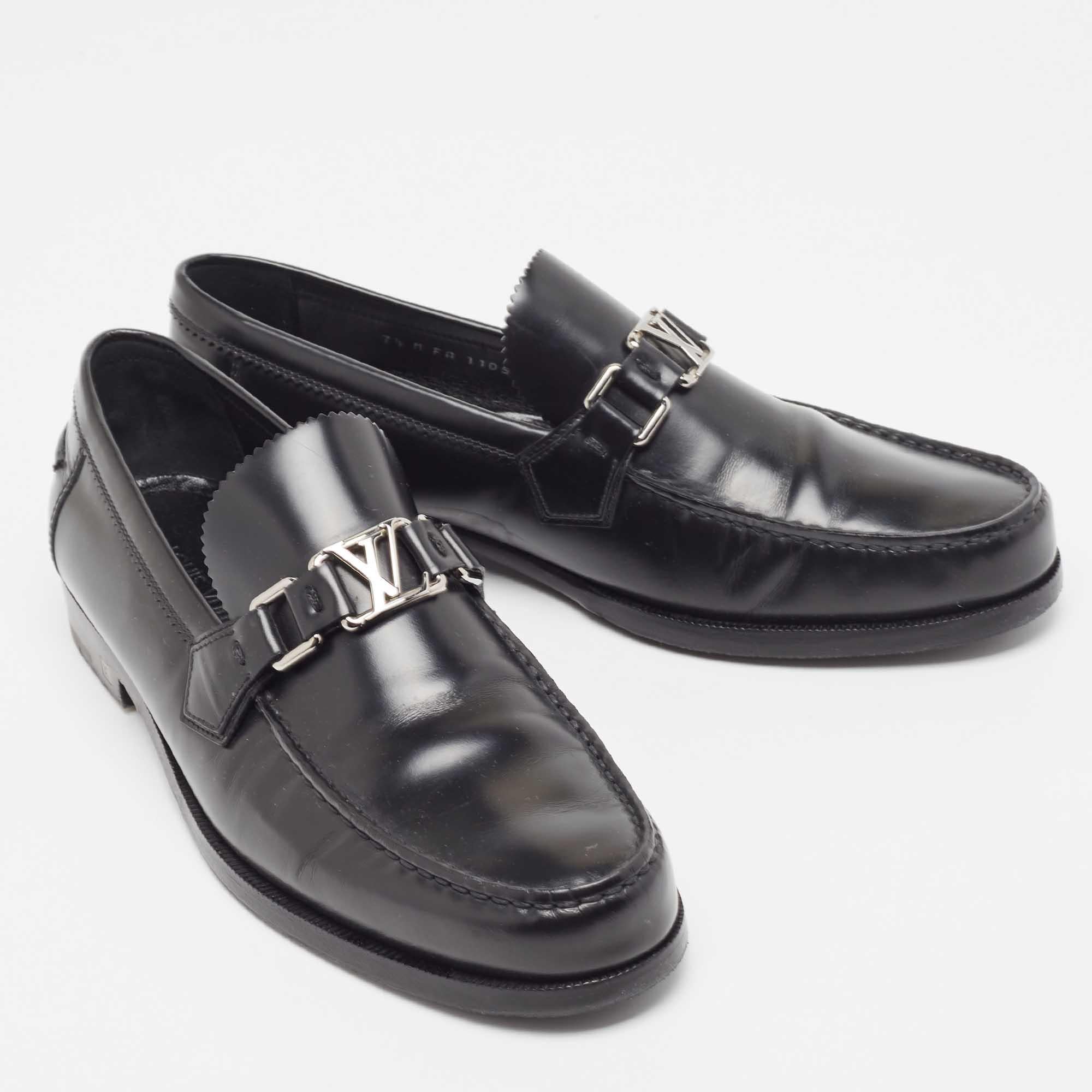 Louis Vuitton Black Leather Hockenheim Loafers Size 41.5 1