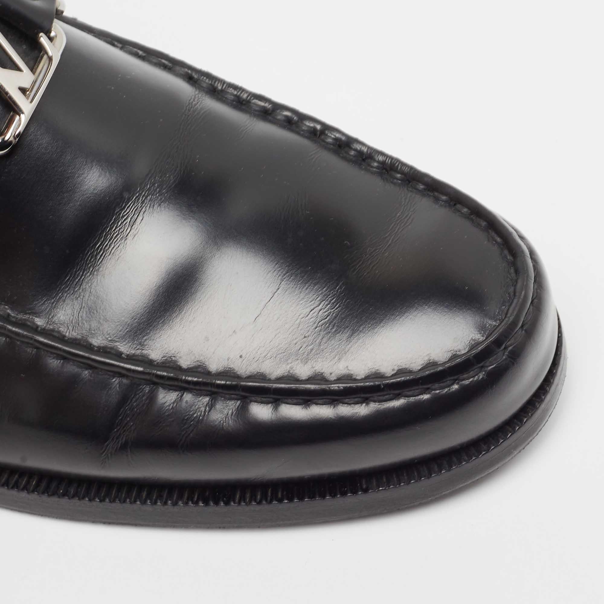 Louis Vuitton Black Leather Hockenheim Loafers Size 41.5 2