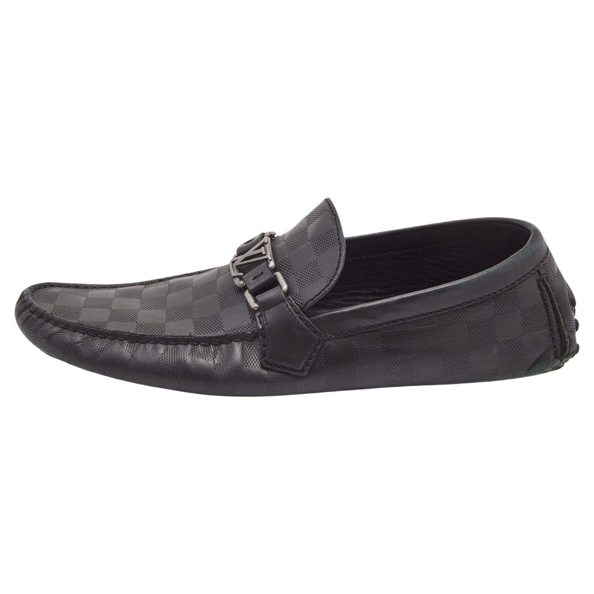 Louis Vuitton Black Leather Hockenheim Loafers Size 43