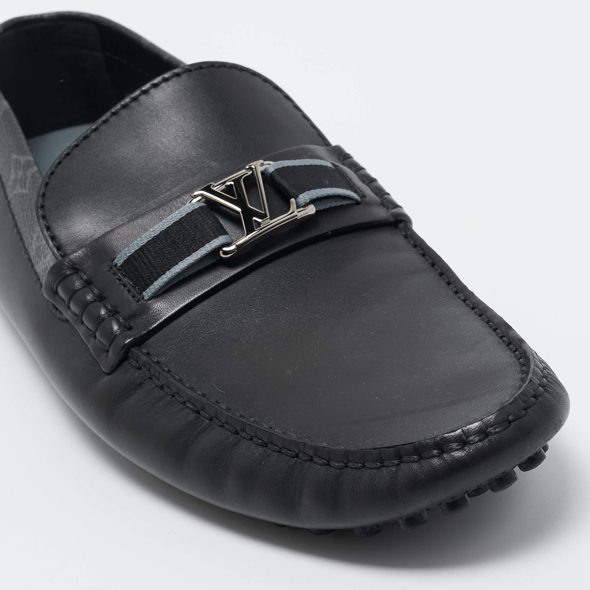Women's Louis Vuitton Black Leather Hockenheim Loafers Size 43.5