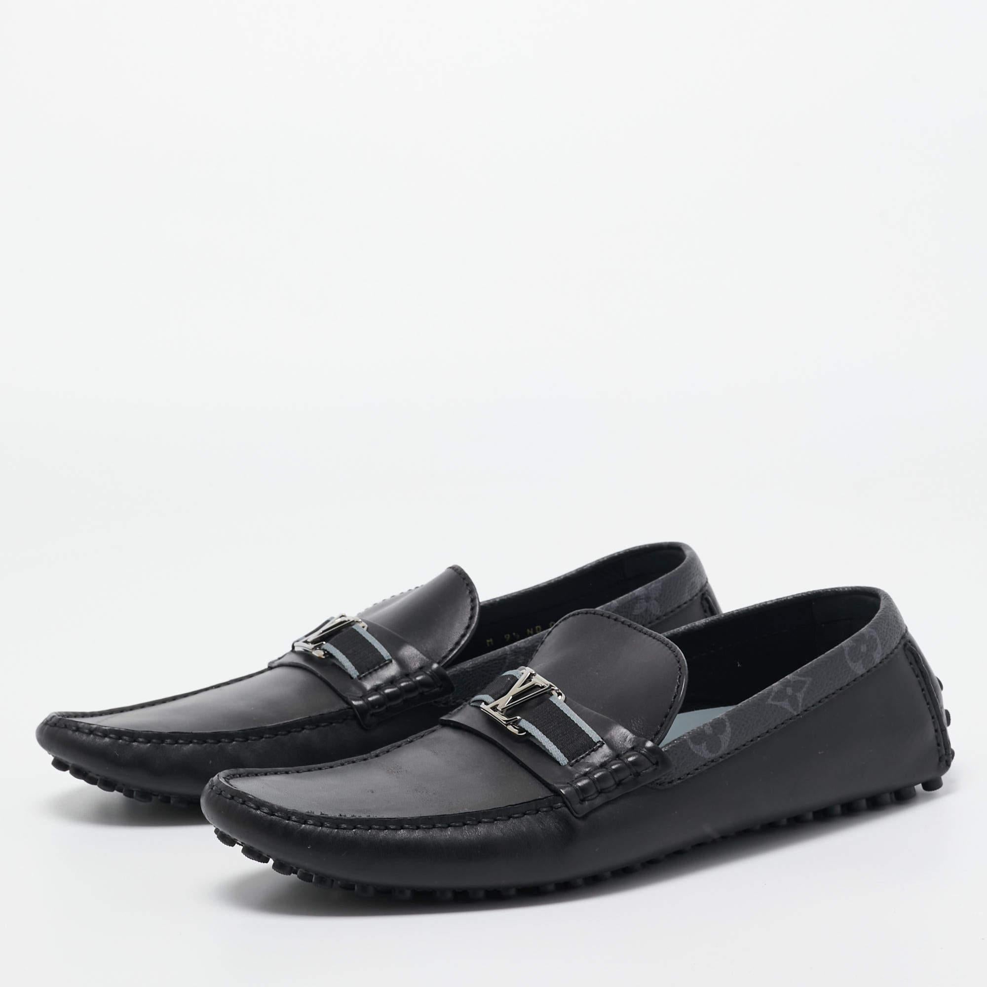 Louis Vuitton Black Leather Hockenheim Loafers Size 43.5 2