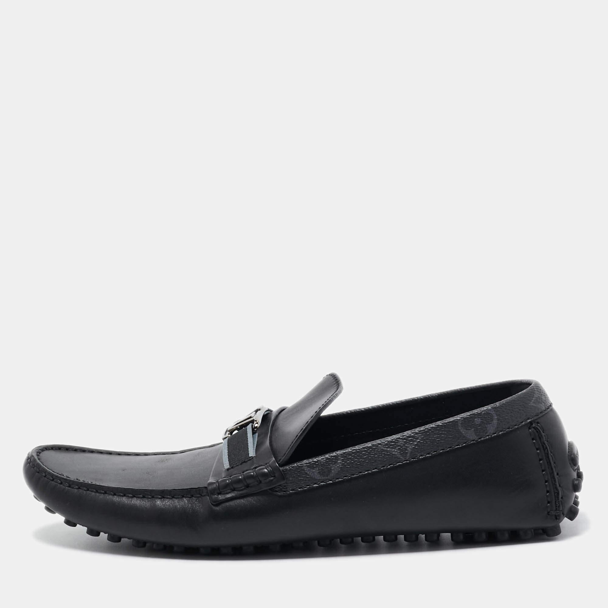 Louis Vuitton Black Leather Hockenheim Loafers Size 43.5 4